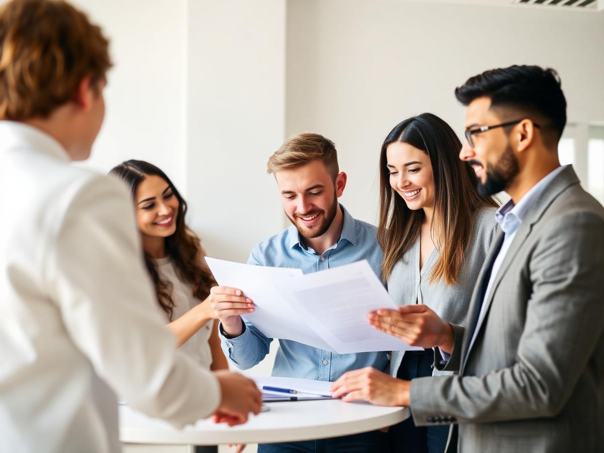 Personas gestionando el alquiler de su nueva vivienda